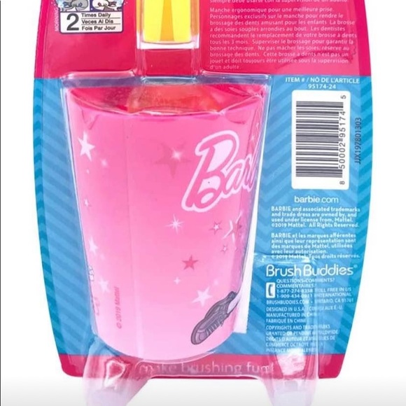 Barbie Toothbrush lot 3pc Set with Cup & Cover 2 pk Brush buddies Tooth Brush - Picture 2 of 6